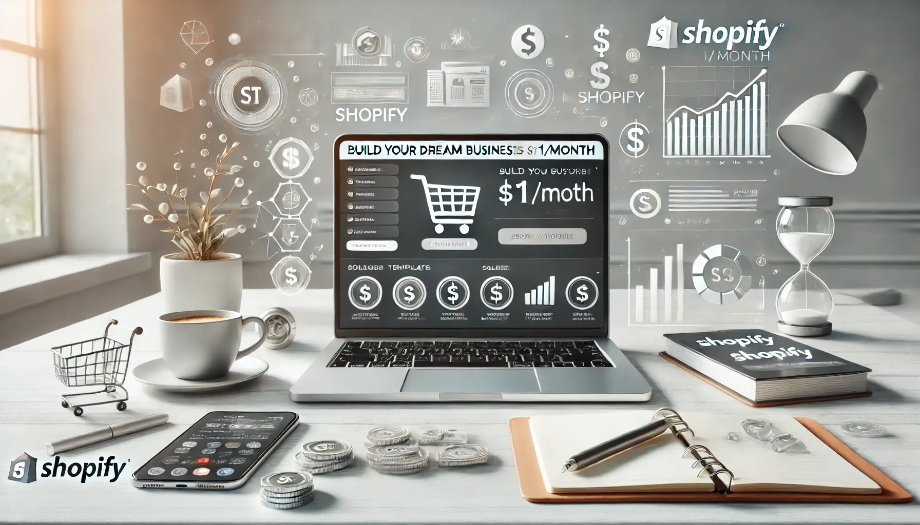 Build your dream business for $1month in shopify.